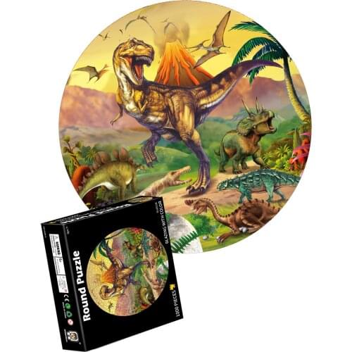 Jigsaw Puzzles 1000 Piece Brain Teaser Dinosaur Paper Round Puzzle Kids Toy Baby Paper Jigsaws Puzzles Cartoon Dinosaur Toy