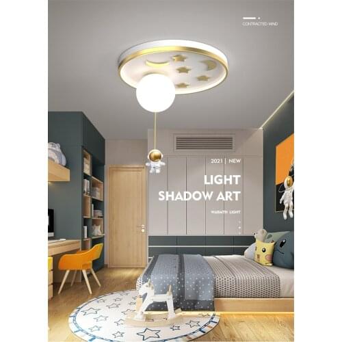 Nordic Cartoon Astronaut Balloon Ceiling Lights Round LED Fixture Childrens Room Bedroom Study Dining Room Decor Ceiling Lamps