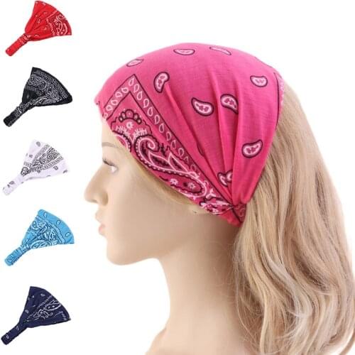 Fashion Women Bohemia Headbands Wide Stretch Elastic Headpiece Headwrap Girls Turban Bandage Cotton Sports Head Band