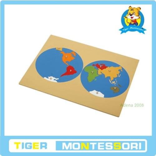 Professional montessori material wooden educational toy mathematics Puzzle Map of World Parts