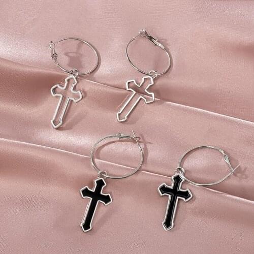 Silver colour Cross Pendant Earrings mens womens earrings party punk earrings for women jewelry fashion New 2020 earrings