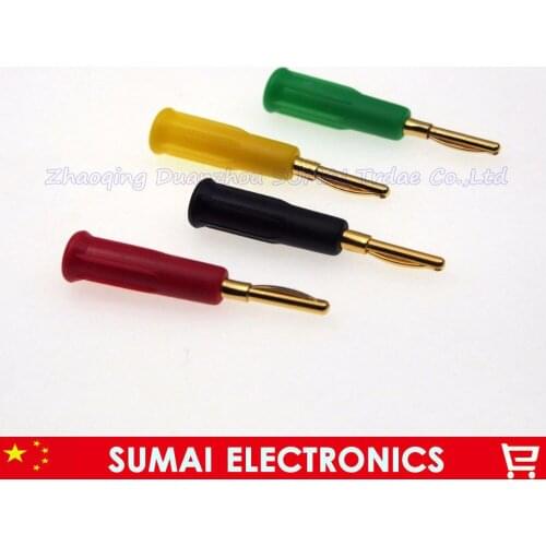 10pcs DIY 2mm banana plug,test terminal connector plug,Gold-plated copper+PE,10A solder type Free Shipping