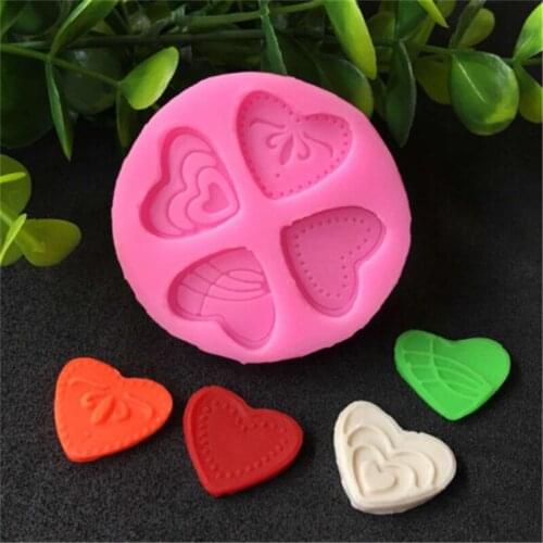 3D Silicone DIY Four Love Hearts Form Fondant Chocolate Candy Cake Ice Mold Jelly Chocolate Mould Baking Tools