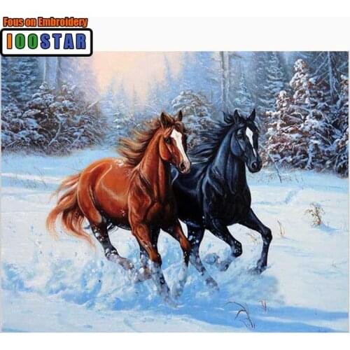 Snow two horse square rhinestone Diamond Embroidery 3d Diy Diamond Painting Handicraft Inlay Mosaic cross stitch crafts