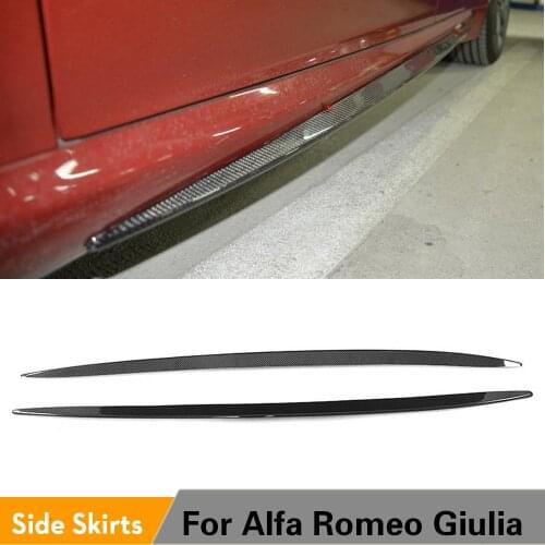 Carbon Fiber / FRP Side Skirts Extension Lip Molding Trim Sticker for Alfa Romeo Giulia Sedan 4-Door 2015 - 2017 Car Styling