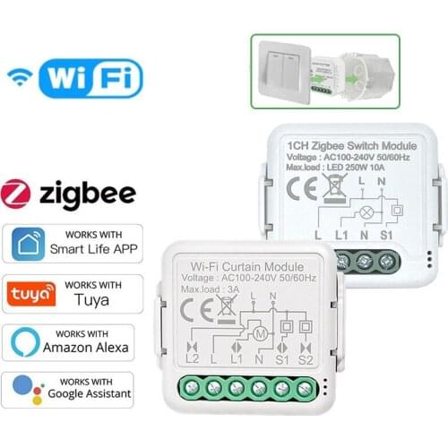 WIFI Tuya Smart Mini Curtain Switch ZigBee Light Switch Modification Parts DIY Home Device Smart Remote Control Smart Life APP