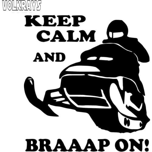 Volkrays Personality Car Sticker Snowmobile Keep Calm Braaap on Pattern Accessories Sunscreen Vinyl Decal Black/White,14cm*12cm