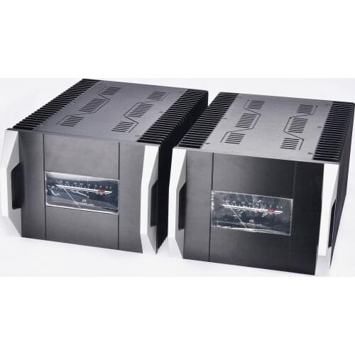 WEILIANG 1pair Balck Full Aluminum Class A Amplifier Chassis VU Meter Amp Case Heatsink 348*200*50 MM