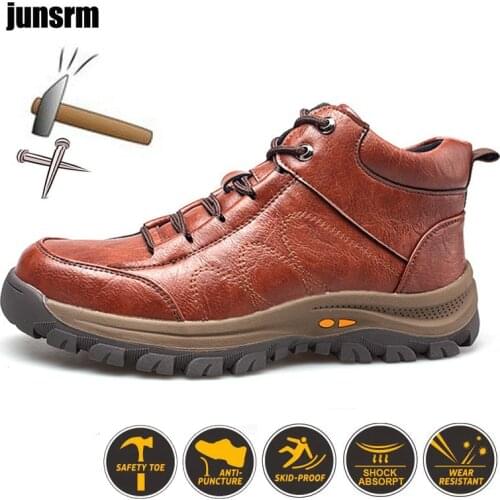 Safety shoes mens anti-puncture sports womens steel toe work boots indestructible outdoor construction light and comfortable