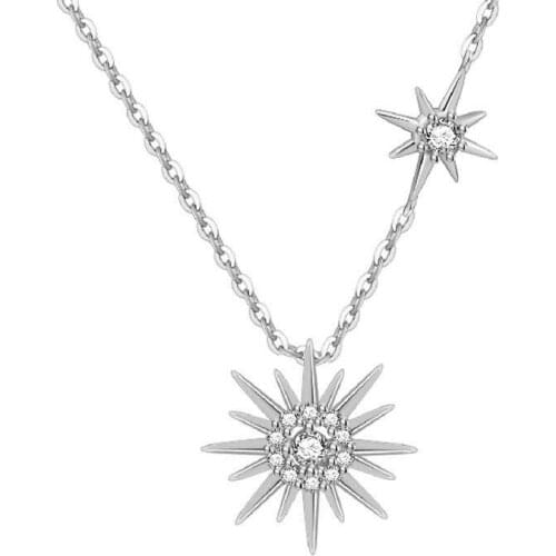 Ins Hot Sun Pendant Necklace Pure 925 Sterling Silver Designer Necklace For Women Crystal Wedding Jewelry