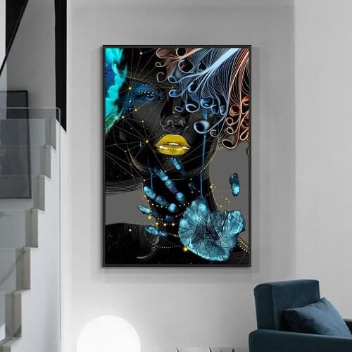 Zwart En Zilver Portret Vrouw Olieverfschilderij Print Nordic Poster Wall Art Foto Voor Living Noom Home Decor