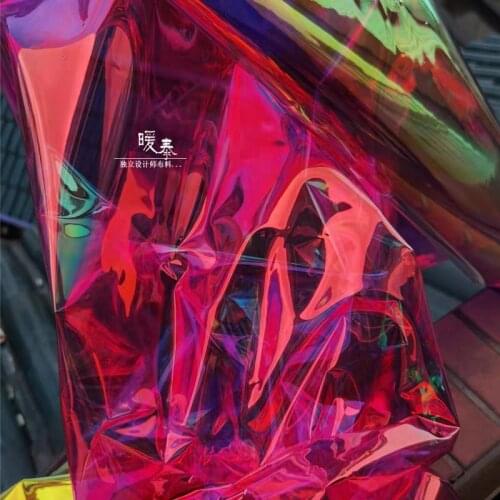 0.2mm TPU Fabric Laser Rose Red PVC Waterproof DIY Reflective Clothing Raincoat Bags Background Decor Plastic Designer Fabric