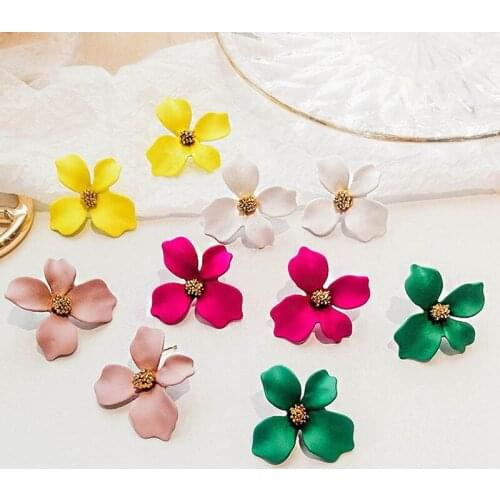 1 Pair Exquisite Candy Color Flowers Stude Earrings For Women Lace Floral Earrings Wedding Party Jewelry Wholesale
