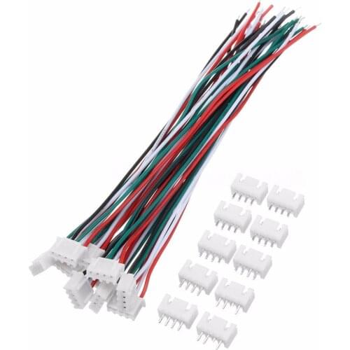 10 Set Mini Micro JST XH 2.54mm 4 Pin Connector Plug With 24AWG 1007 Wires 150mm Length