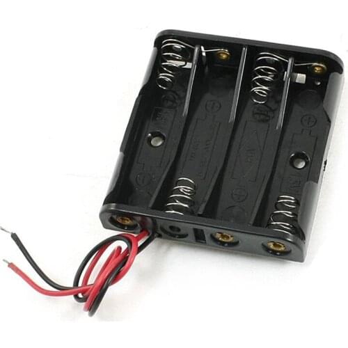 2Pcs Rectangle Plastic 4 x 1.5V AAA Battery Holder Box w Wire Leads