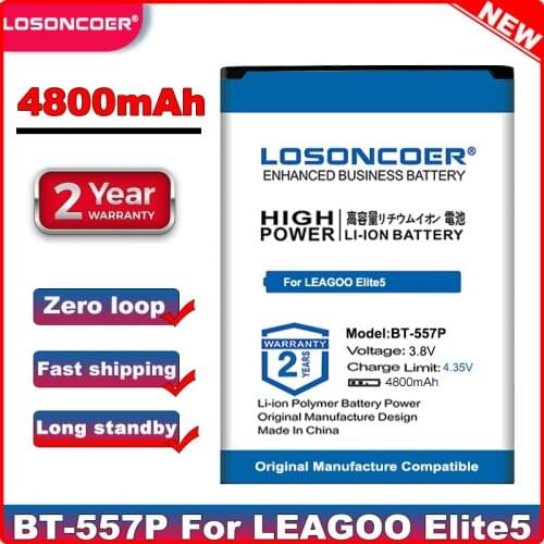 LOSONCOER Good Quality Battery Top Brand 100% New 4800mAh BT-557P Battery for LEAGOO Elite5 Elite 5 Batteries