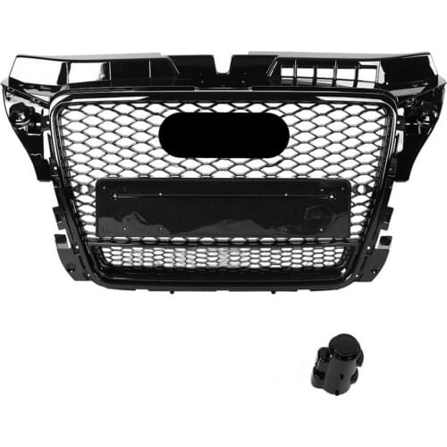 Car Front Sport Hex Mesh Honeycomb Hood Grill Black for Audi A3/S3 8P 2009-2012 Black for RS3 Quattro Style Car Accessories NEW