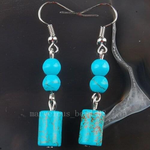 Free shipping Fashion Jewelry Blue howlite Earrings Pair MC2134