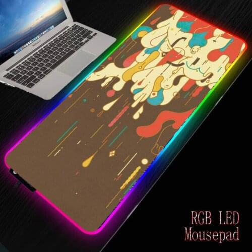 MRGBEST Wallpaper Drawing Large LED RGB Lighting Gaming Mousepad XL Gamer Mat Grande Mouse Pad Anti-slip Natural Rubber Mouse