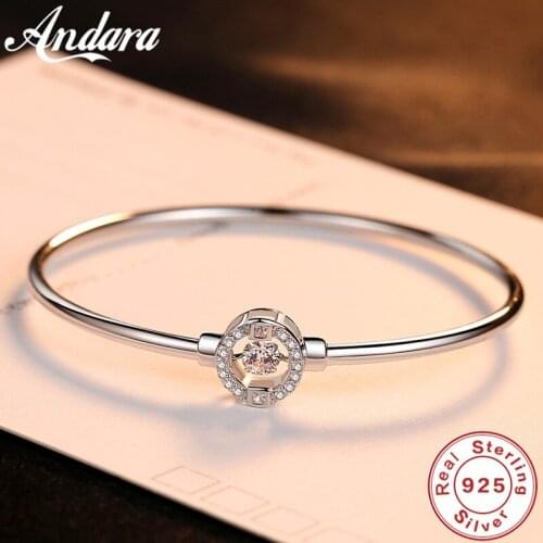 Sterling Silver 925 Sterling Silver Fashion Bracelet Geometric AAA Zircon Silver Bangle Woman Fine Jewelry Wholesale