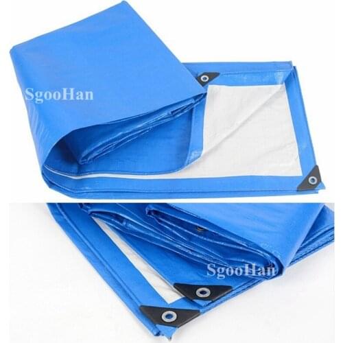 Blue-White PE Tarpaulin Rainproof Cloth Garden Outdoor Awning Shade Sail Boat Truck Canopy Pet Dog House Cover Waterproof Cloth