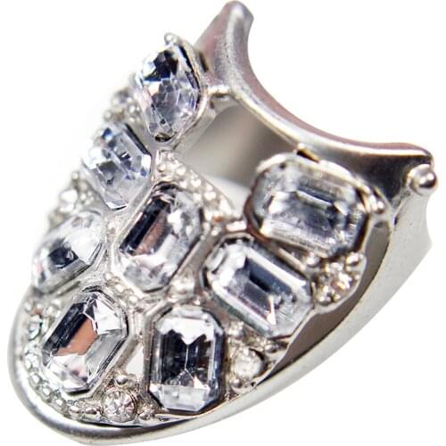 Silver Color Charm Crystal Finger Nail Rings Women Lady Rhinestone Fingernail Protective Nail Ring Wedding Party Jewelry