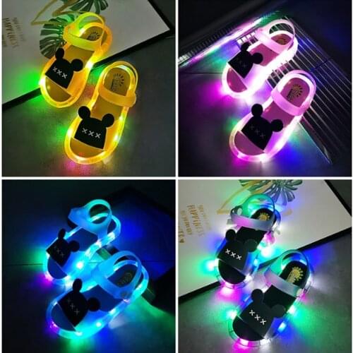 2021 NEW Boy Children LED Kids Baby Girl Light Up Luminous Sandals With Light Slippers Outdoor Shoes in Summer Bear Design