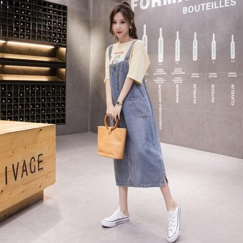 Plus Size 5XL Denim Sundress Women Casual Vintage Long Jeans Dress Spaghetti Strap Solid Dresses Korean Robe Femme