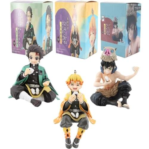 Demon Slayer Zenitsu Kamen Tanjiro Kamen Nidouzi Inosuke Action Figures PVC Q Version Toys Kimetsu No Yaiba Figura for Boy Gift