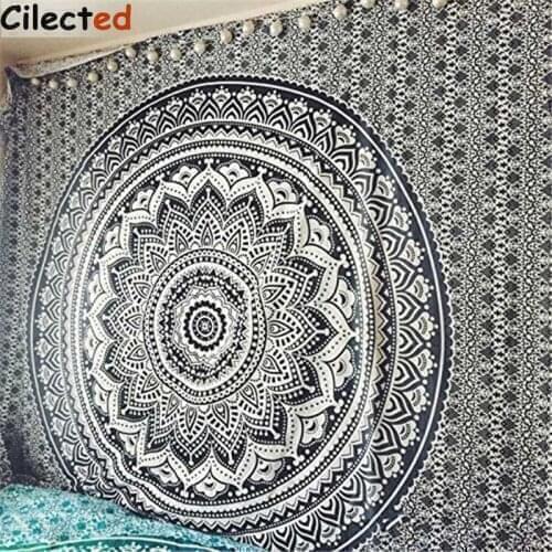 Cilected Exclusive Black And White Ombre Tapestry Indian Mandala Tapestry Wall Hanging Hippie Wall Art Bohemian Bedspread