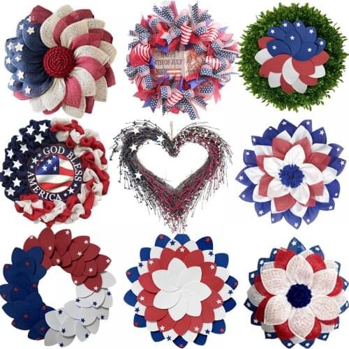 Independence Day Artificial Wreath Porch Decoration Front Door Outdoor Hanging Decor The Home Decor Front Ornaments Window