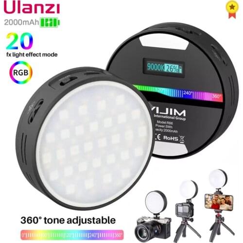 Ulanzi R66 RGB Ring Led Fill Light Portable 360 Full Color 2000mAh Mini Soft Lamp For Tiktok Youtube Vlog Live Photography Video