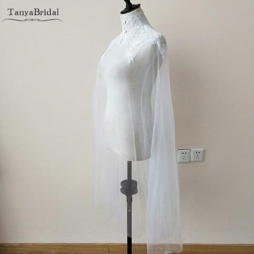 High Neck Lace Tulle Wedding Cape Free Size Elegance shawl bolero Romantic Accessories for wedding DJ064