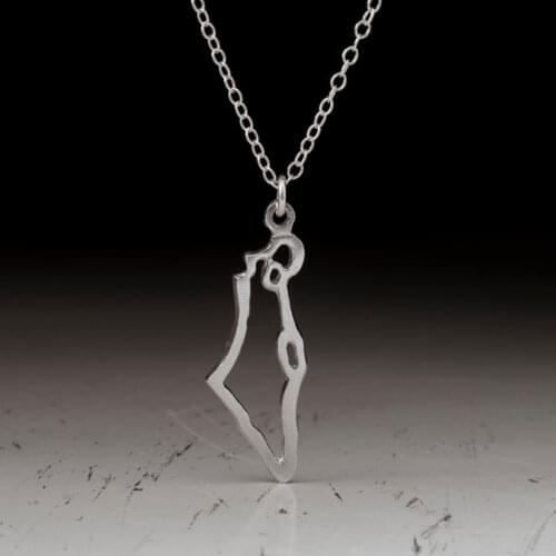 Small Asian Country Map Israel Necklace Charm Hollow Outline Pride Jewish Judaica Holy land Geography Map Keepsake Necklace