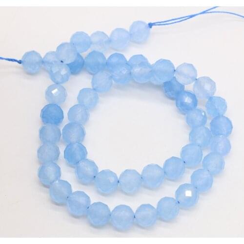 Natural Stone Semi-precious Stone Round Faceted Beads for DIY Necklace Bracelet Making Jewelry Aquamarine8mm