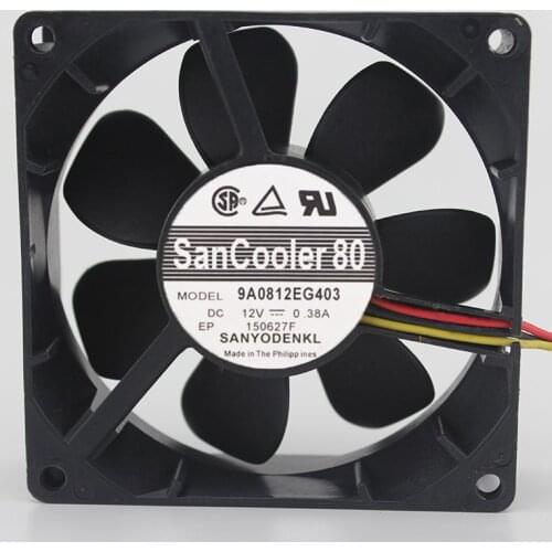 Brand new original 8cm 8025 12V 0.38A double ball high air volume chassis fan 9A0812EG403