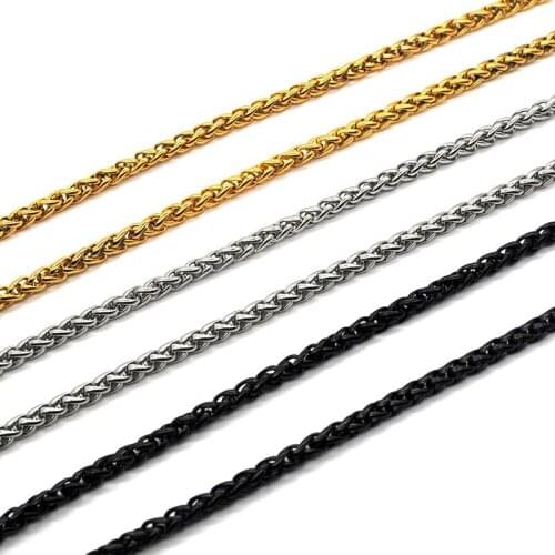 Wholesale Jewelry -- ( 60 cm x 3 mm ) Black Gold Titanium steel 24inch Weave Chain Necklaces for Men Hip Hop Fashion