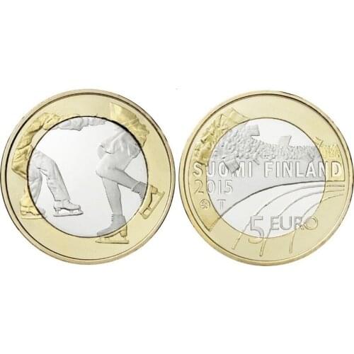 Finland 2015 Sports Series Figure Skating 5 Euro Bimetal Commemorative Unc 100% Original Coins Real Euro Coin
