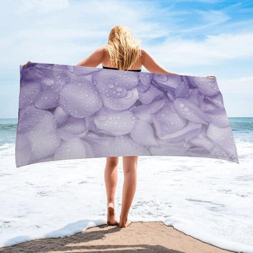 Purple Rose Petal Beach Towel Luxury Quick-dry Microfiber Bath Towels Yoga Mat Sport Swimming Towels