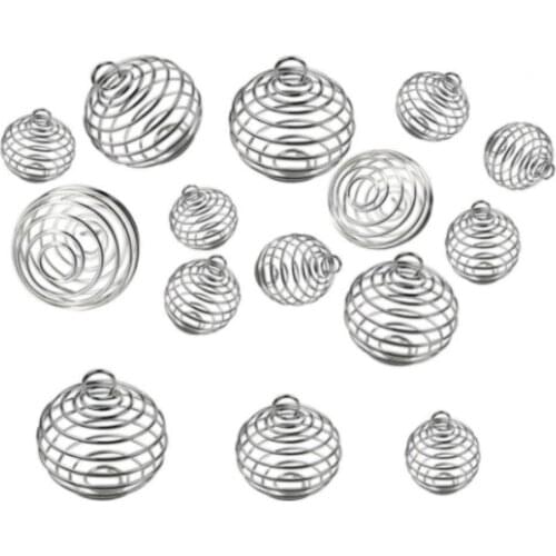 BASEHOME 10pcs/lot 14x15/20x25/25x30mm Spring Ball Pendant Charms Findings for DIY Necklace Bracelet Accessories