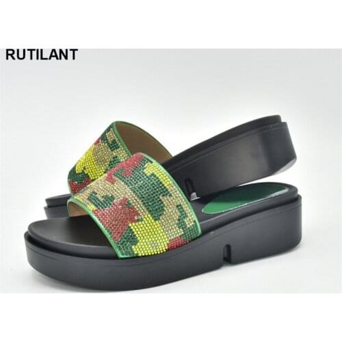 Latest Fashion African Nigerian Summer Banquet Fashion with Diamond and Diamond Popular Fashion Wedding Slipper Woman Low Heels