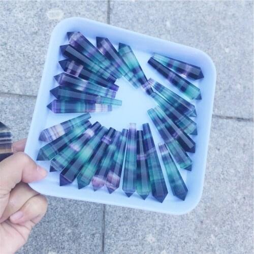 Natural color rare fluorite/rose quartz single pointed column reiki therapy