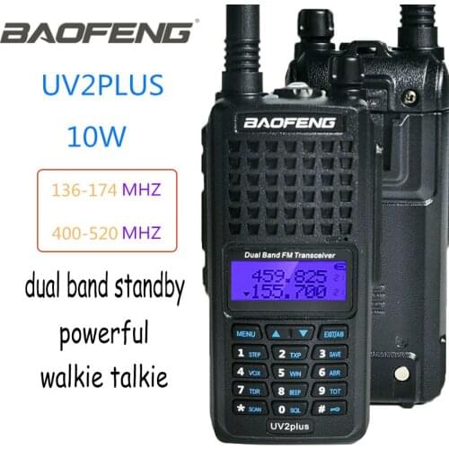 Baofeng Walkie-talkie 10W UV2plus UV2 PLUS CB Ham U/VHF 136-174 400-520 MHz Dual Band Two Way Radio HF FM Transceiver 10 50 KM