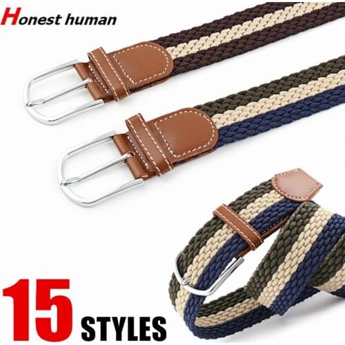 New Patchwork Candy Color Nylon Woven Elastic Belts For Women Men Summer Knitted Stretch Casual Jeans Belt cinturones para mujer