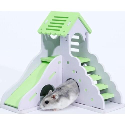 Luxury Wooden Hamster House Multi-function Villa Pet Chinchillas Squirrel Nest Castle Climbing Attic Small Animal Sleeping Lodge