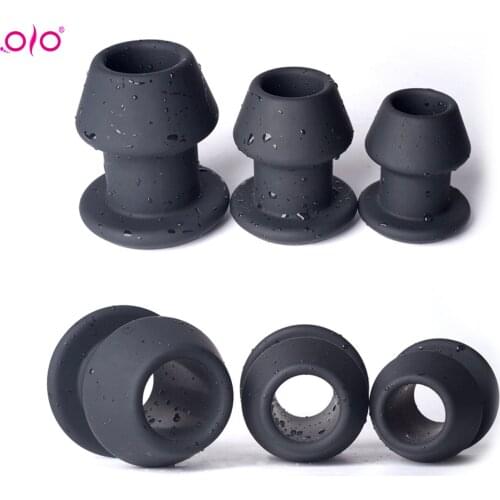 OLO Unisex Silicone Hollow Enemas Cleaning Vagina Anus Dilator Anal Plug секс Tool