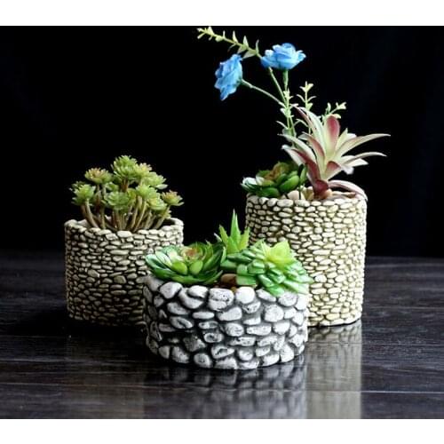 SILICONE MOLLD cement stone multi-meat flower pots desktop pots 3D VASE mold concrete molds cement planter home crafts decorate
