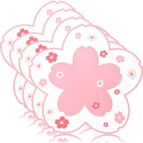 4 Pieces Silicone Cherry Blossom Trivet, Heat-Resistant Non-Slip Hot Pads for Pots, Pans, Bowls 16Cm