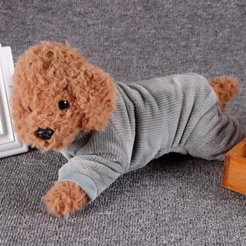 Pet Dog Casual Home Wear Winter Sleepwear Clothes 4-legged Solid Color Pajamas Warm Clothes Dog Flannel Jumpsuit