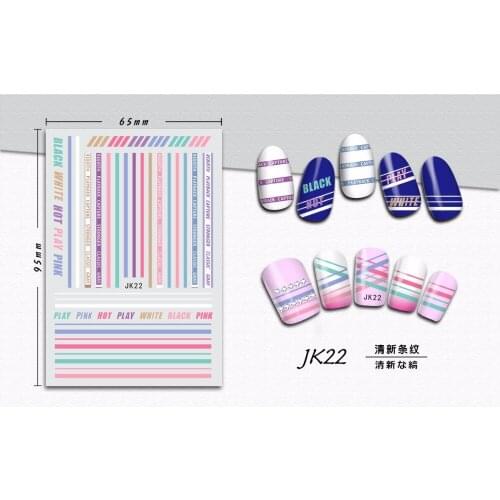 SUPER THIN SELF ADHENSIVE 3D NAIL ART SLIDER STICKER CAT SKIRT FLAMINGO BIRD STRIPE LACE FASHION ELEMENTS JK16-24